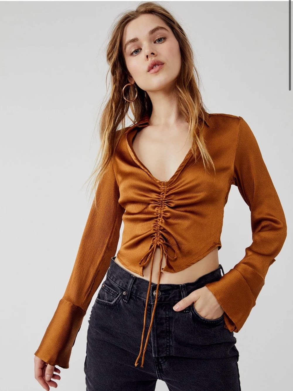 NWT FREE PEOPLE AURORA TIGER EYE BLOUSE SIZE XS!!